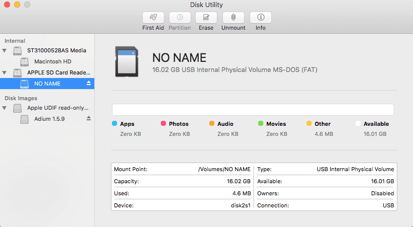 format micro sdhc card for mac