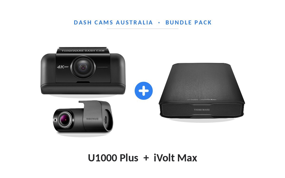 Thinkware U1000 Plus + iVolt Max bundle pack — front and rear cameras and battery